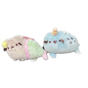 Pusheen Cat Plush Backpack Clip Set of 2 Unicorn Mermaid Kawaii Stuffed Kitty